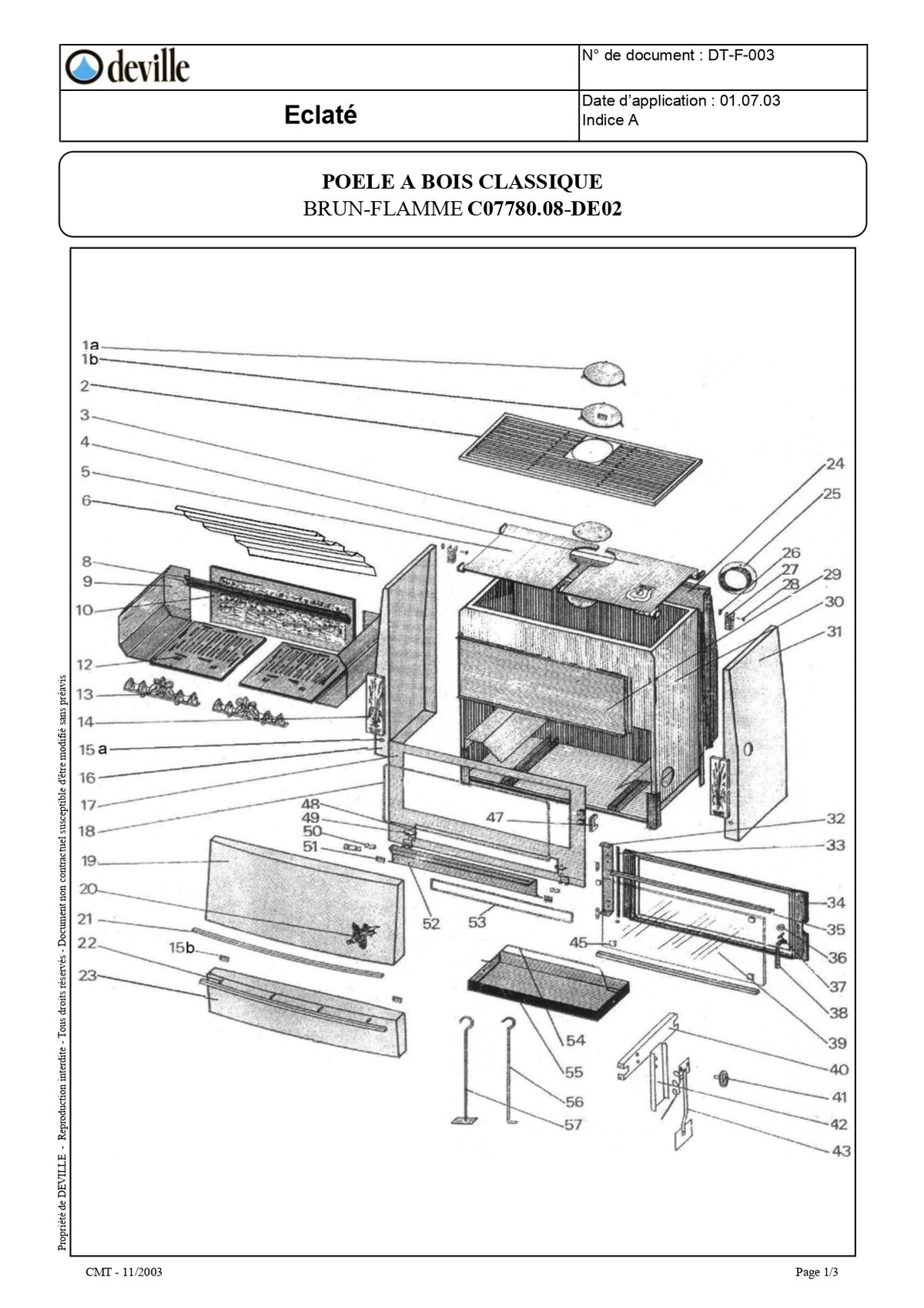 Plan éclaté — POELE A BOIS DEVILLE EMILIA 7780.xx