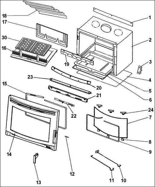 Plan éclaté — FOYER INSERT BOIS DEVILLE 7831 C07831 CO7831