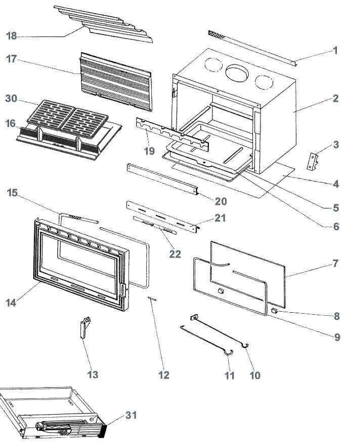 Plan éclaté — FOYER INSERT BOIS DEVILLE 7839 C07839 CO7839