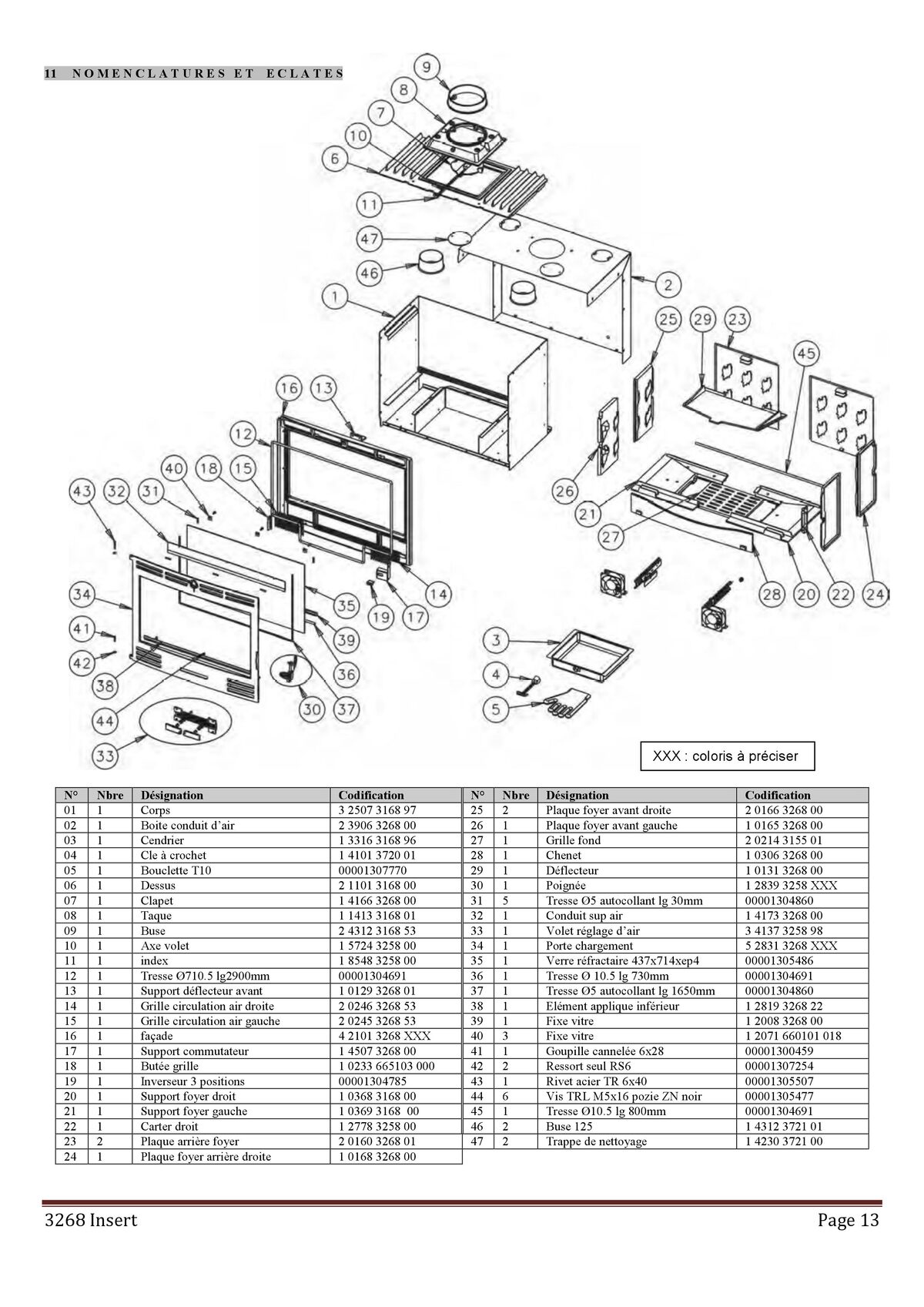 Plan éclaté — Vue éclatée insert turbo Godin 3268