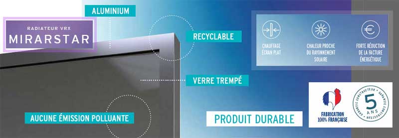 VENTE : Radiateur VRX miroir rayonnant MIRARSTAR 400W