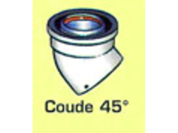 COUDE ROLUX GAZ CONCENTRIQUE 45 dg 80 125
