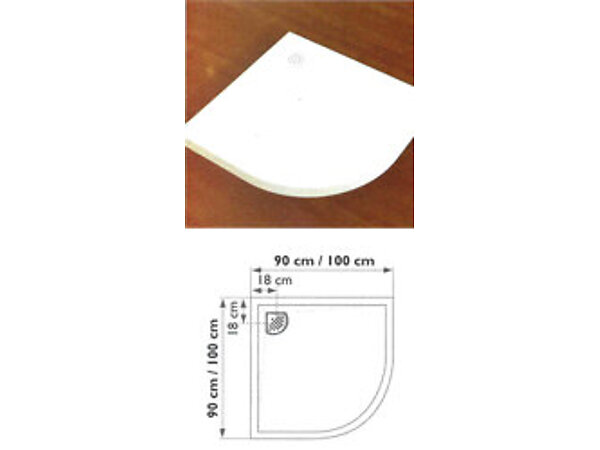 RECEVEUR KINEDO A POSER KINESURF RD203 1/4 DE ROND 100X100X9CM